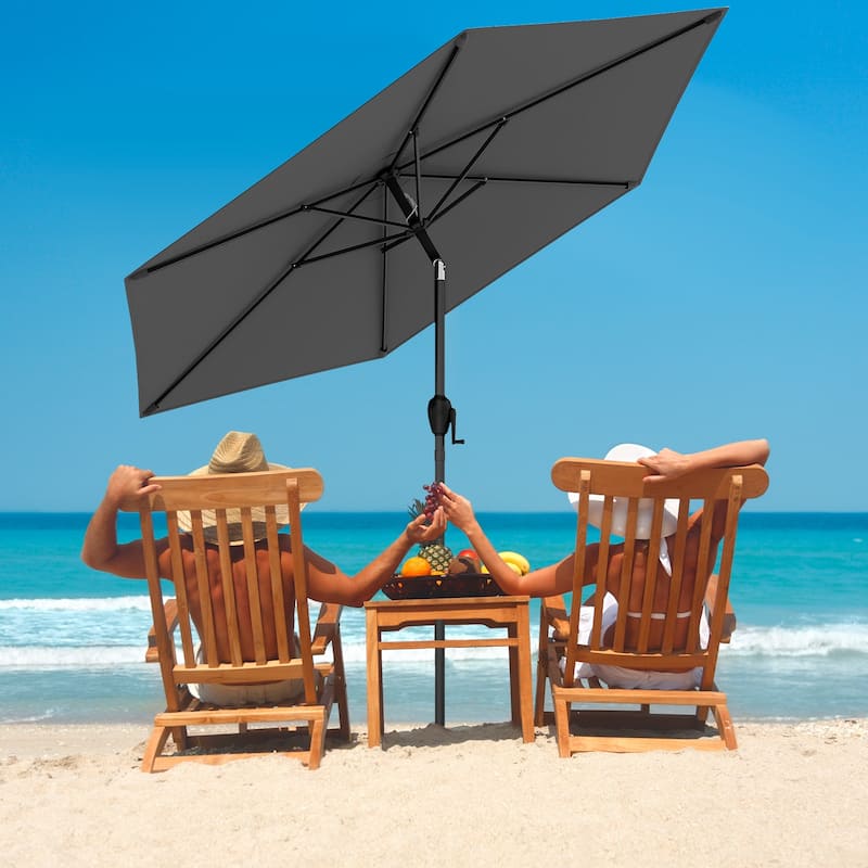 Gymax 7.5 ft Patio Umbrella Outdoor Heavy Duty Market Umbrella w/ Push