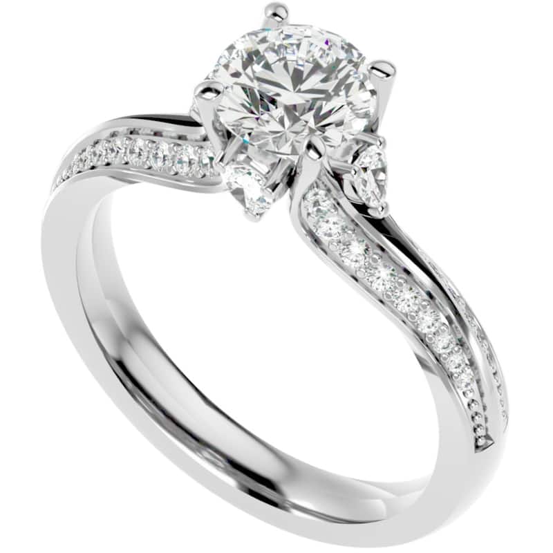 1 1/3Ct Diamond & Moissanite Accent Engagement Ring in Gold