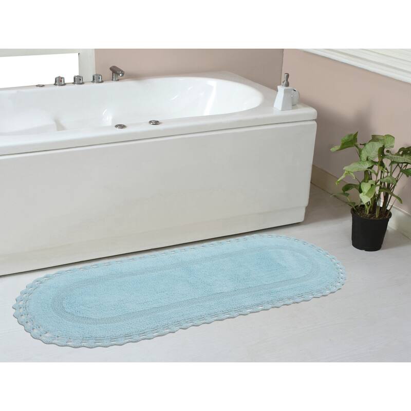 Hampton Contour Rug, Cotton Soft, Water Absorbent, Non Slip U Shape Contour Rug Machine Washable 20"x20" Contour - 21"x54" - Aqua