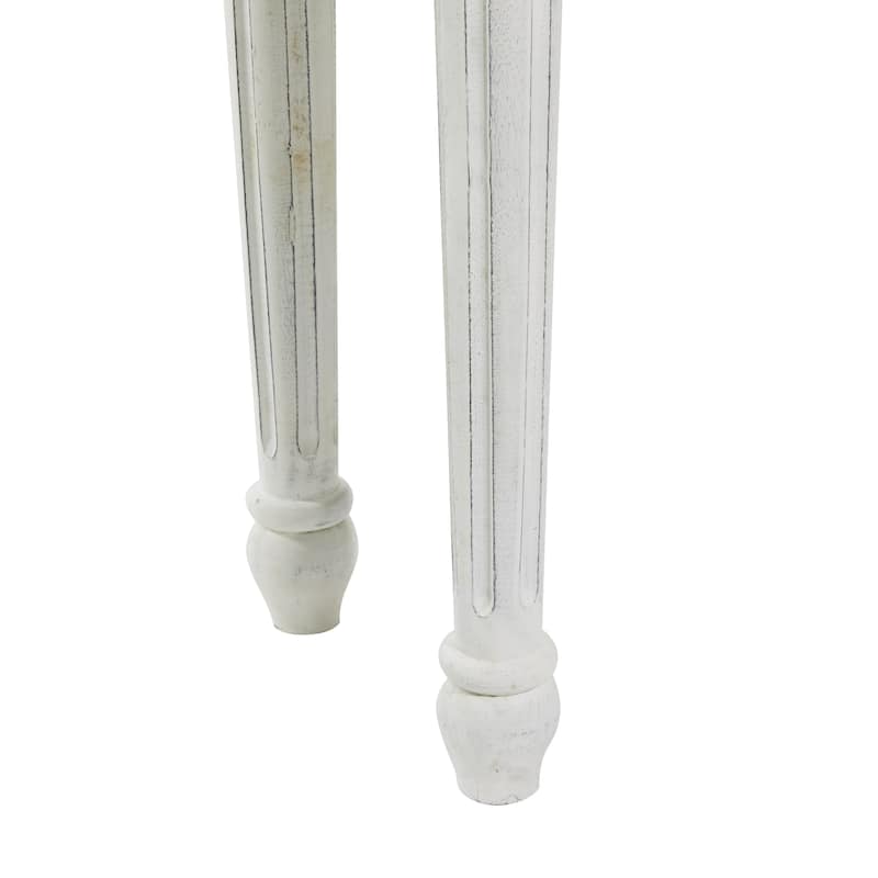 Wood Scroll Intricately Carved Slim Console Table with Turned Legs - White or Gray - Roche River Decor