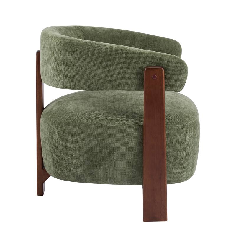 Christopher Knight Home - Accent Arm Chair Modern Upholstered Fabric Chair with Rubber Wood Legs