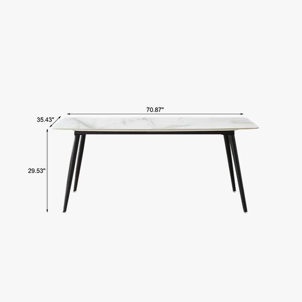 71" Enriquez Modern Rectangular White Dining Table with Sintered Stone ...