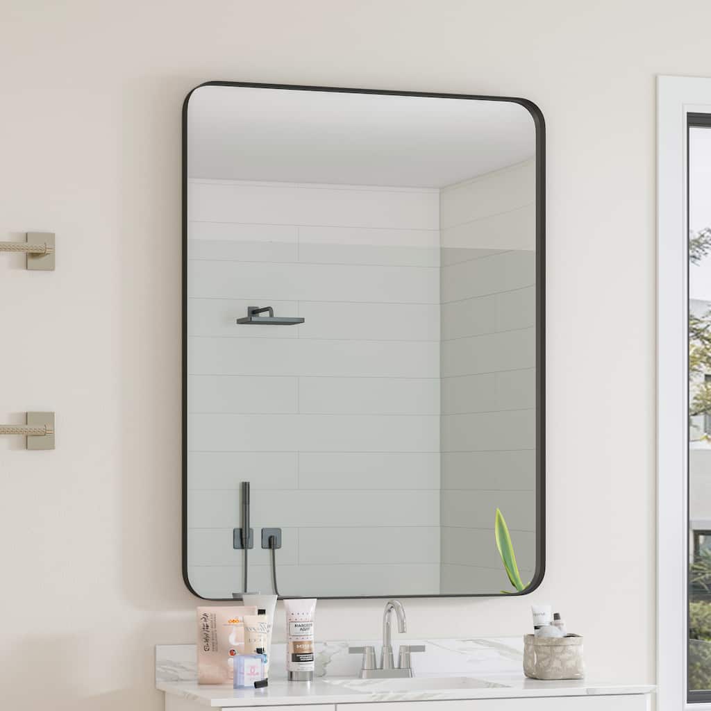 30" * 40" Wall Mounted Black Rectangular Metal Framed Mirror - 40 inches L x 30 inches W x 1.38 inches H