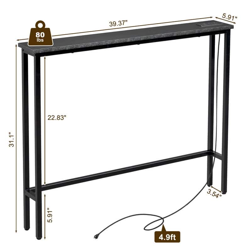 1 Piece Triamine + Iron 100 * 15 * 79cm with Power Strip Foyer Table