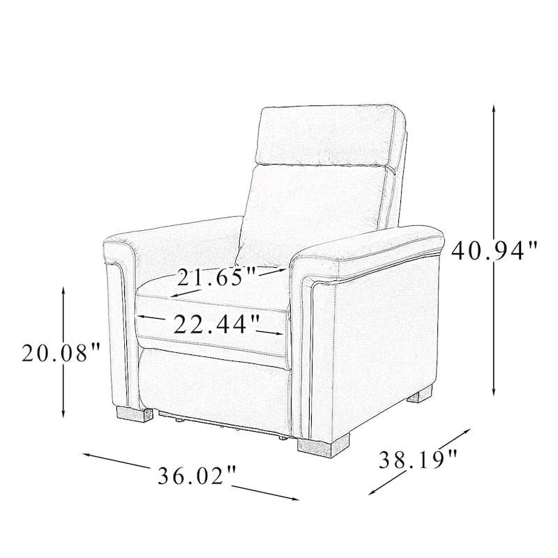 Alicia 34.65" Wide Contemporary Classic Genuine Leather Power Recliner With USB Port, Set of 2
