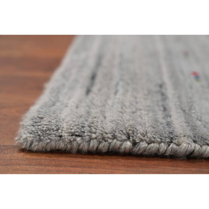 Hand Knotted Oriental Viscose Silk Carpet Tribal Animal Pictorial Greys & Charcoal Gabbeh Area Rug - 11' 10'' X 5' 1''