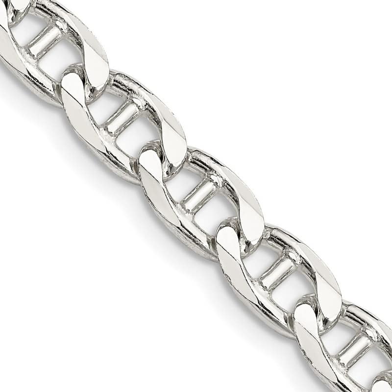 Curata 925 Sterling Silver 6.5mm Flat Cuban Anchor Chain Necklace Options: 18 20 22 24 26