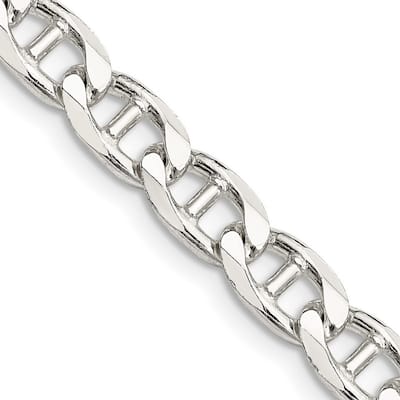 Curata 925 Sterling Silver 6.5mm Flat Cuban Anchor Chain Necklace Options: 18 20 22 24 26
