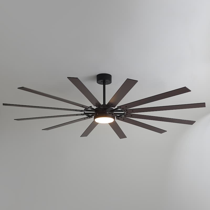 72"/80" Large Windmill Ceiling Fan with Light and Remote(12 Reversible Blades)