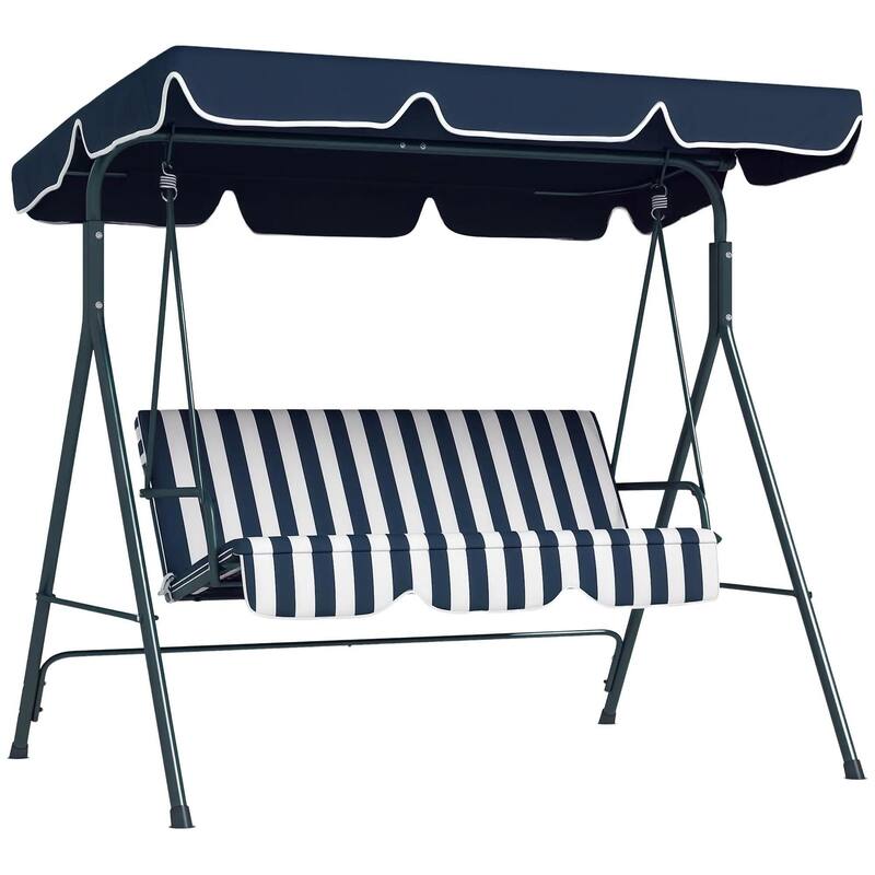 3-Person Patio Swing with Stand, Adjustable Tilt Canopy, Cozy Bench