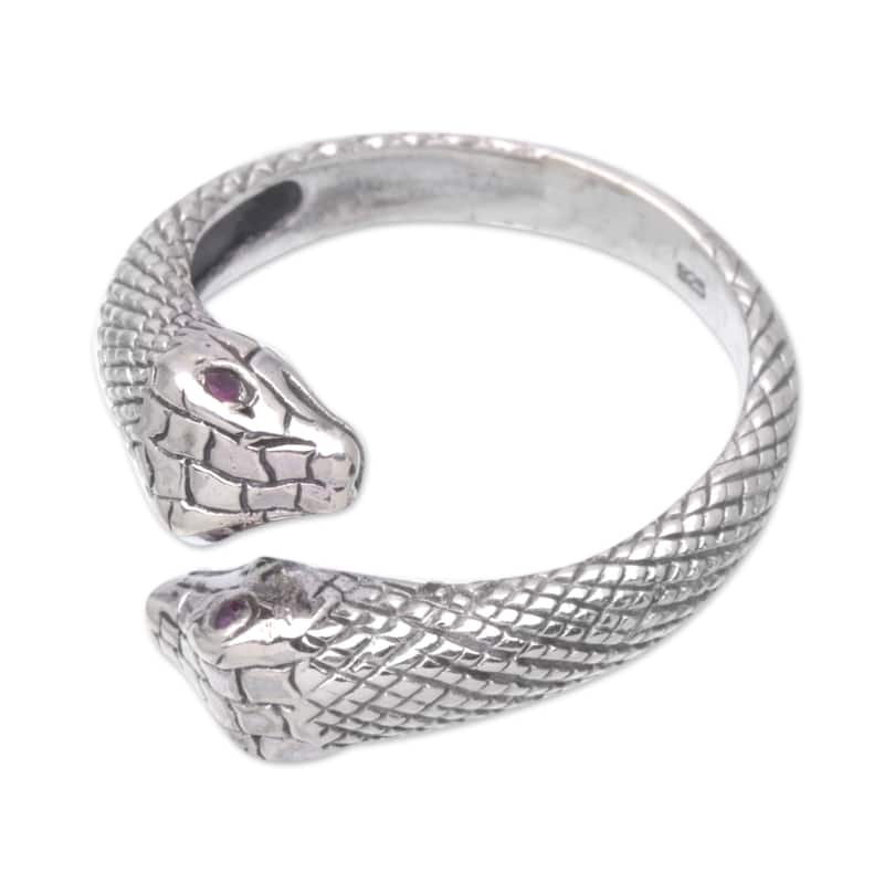 Novica Handmade Honeymoon Snake Men'S Amethyst Ring