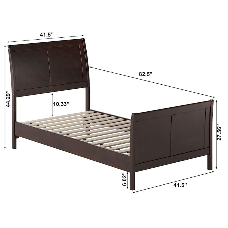 Valencia Solid Wood Low Profile Sleigh Platform Bed with Matching Footboard