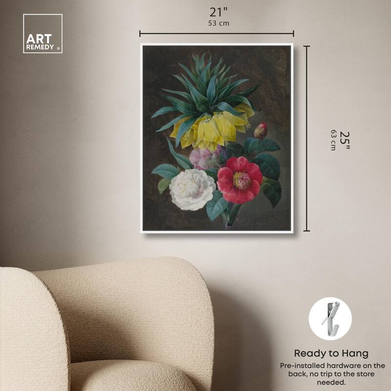 Four Peonies and a Crown Canvas by Art Remedy