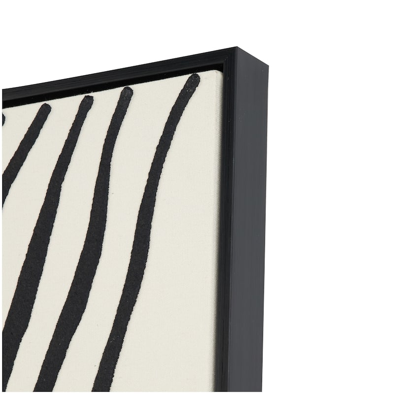 Black Wooden Wavy Line Abstract Framed Wall Art with Black Wooden Frame