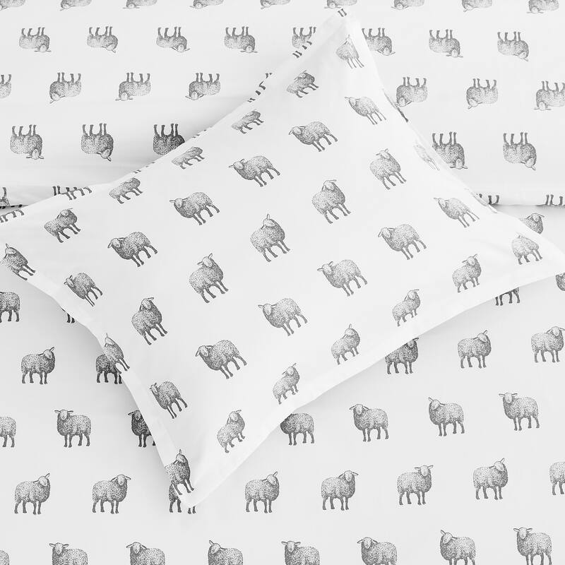 Printed Design Cotton Collection Farm Sheep Duvet Set