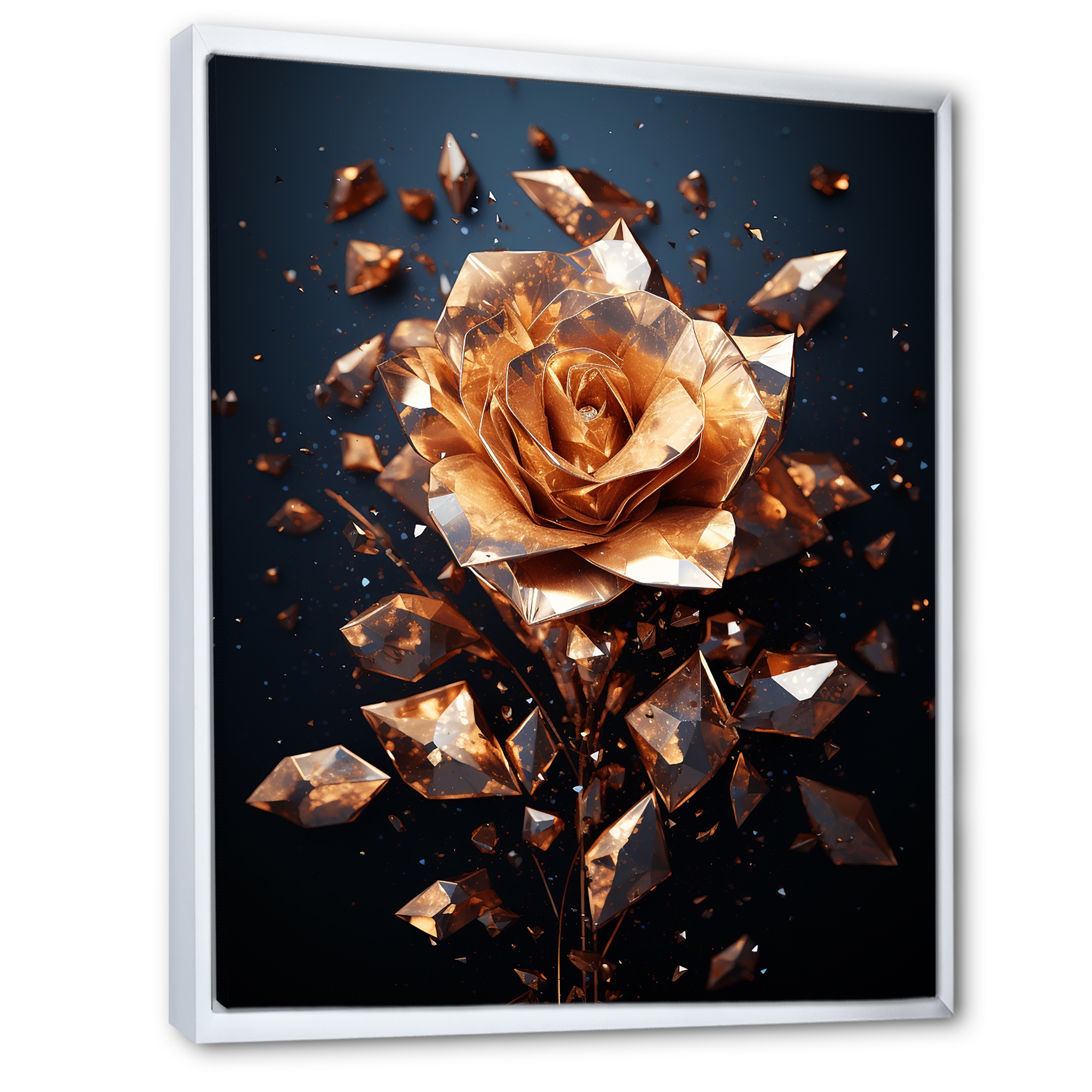 Designart Gilded Gold And Black Rose Flowers III Rose Gold Wall Decor Traditional Bedroom Framed Canvas Wall Art 34 in. wide x 44 in. high