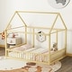 preview thumbnail 28 of 37, Full Size Floor Wood House Bed with Guardrails Natural
