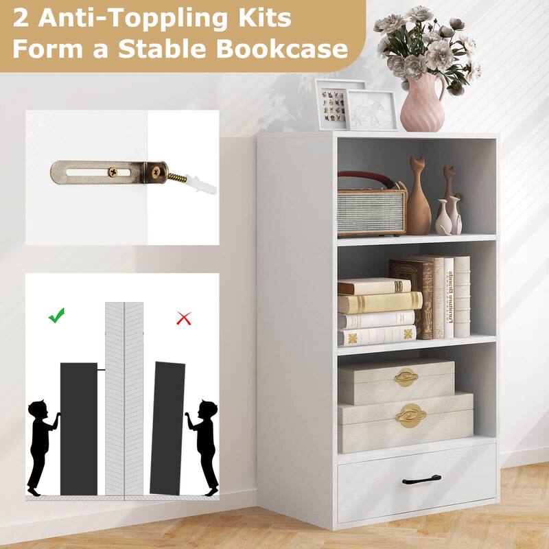Costway 4-Tier Bookcase 48'' Display Bookshelf Storage Organizer with