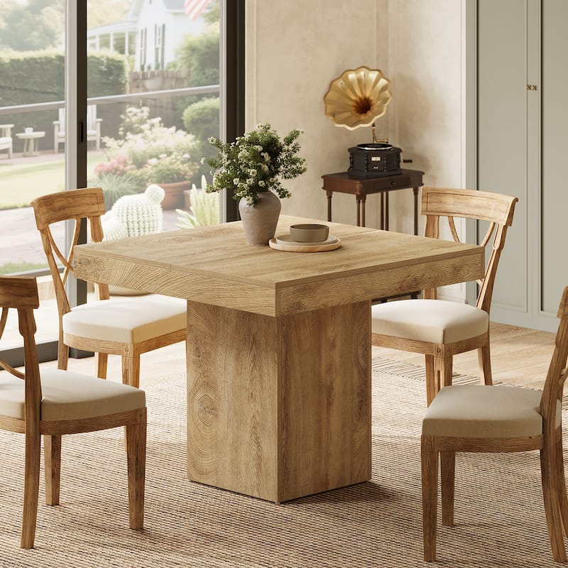 39 Inches Square Dining Table with Sturdy Pedestal Base - 39" W x 39" D x 31.5" H