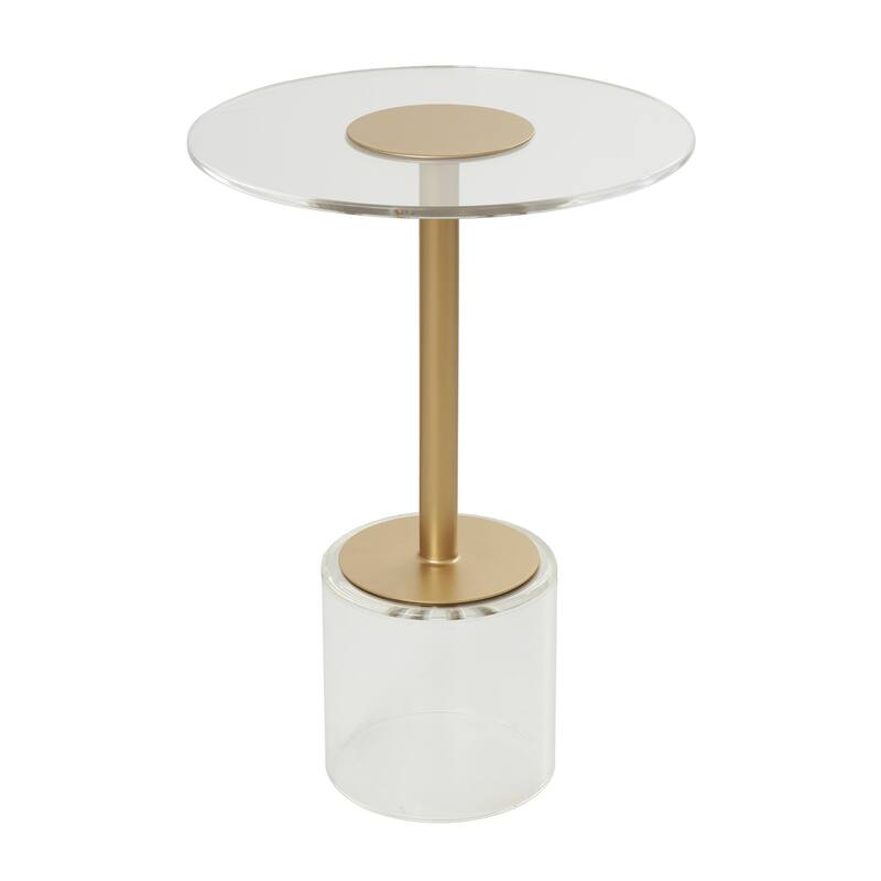 Acrylic Plastic Accent Table with Elevated Base and Gold Stand - Clear - Roche River Decor