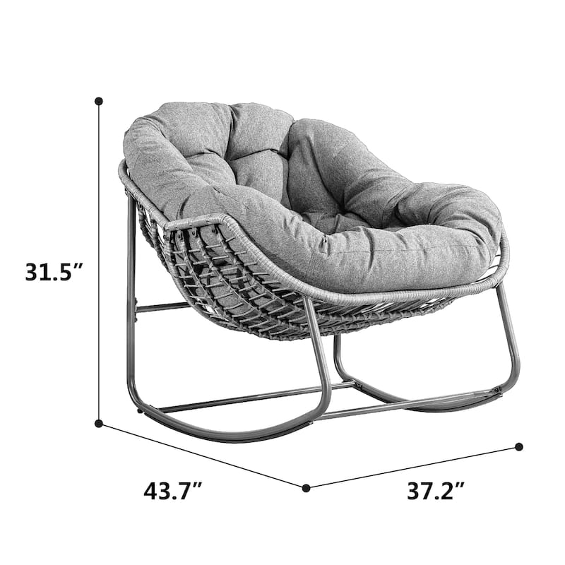 Patio Wicker Indoor & Outdoor Rocking Chair with Cushion