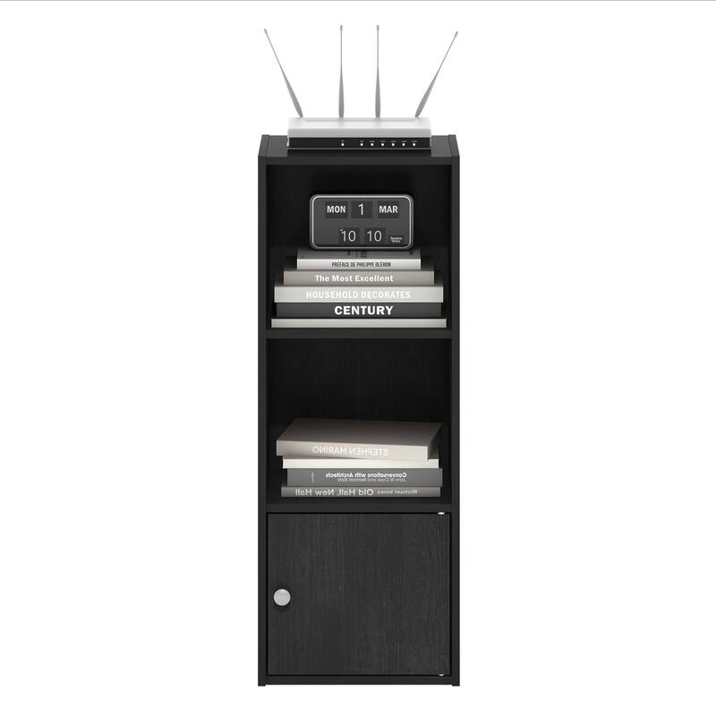 Furinno Luder 3-Tier Shelf Bookcase with 1 Door Storage Cabinet
