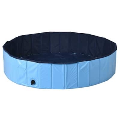 Outdoor 55 Inch Foldable Dog and Kids Pool with Sturdy MDF Support and Slip-Resistant Bottom