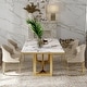 preview thumbnail 46 of 58, Modern Marble Dining Table with White Rectangular Tabletop Gold Stainless Legs, Dining Room Table