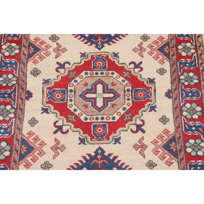 Traditional Red Kazak Foyer Rug Hand-Knotted Wool Carpet - 2'10" x 3'11"
