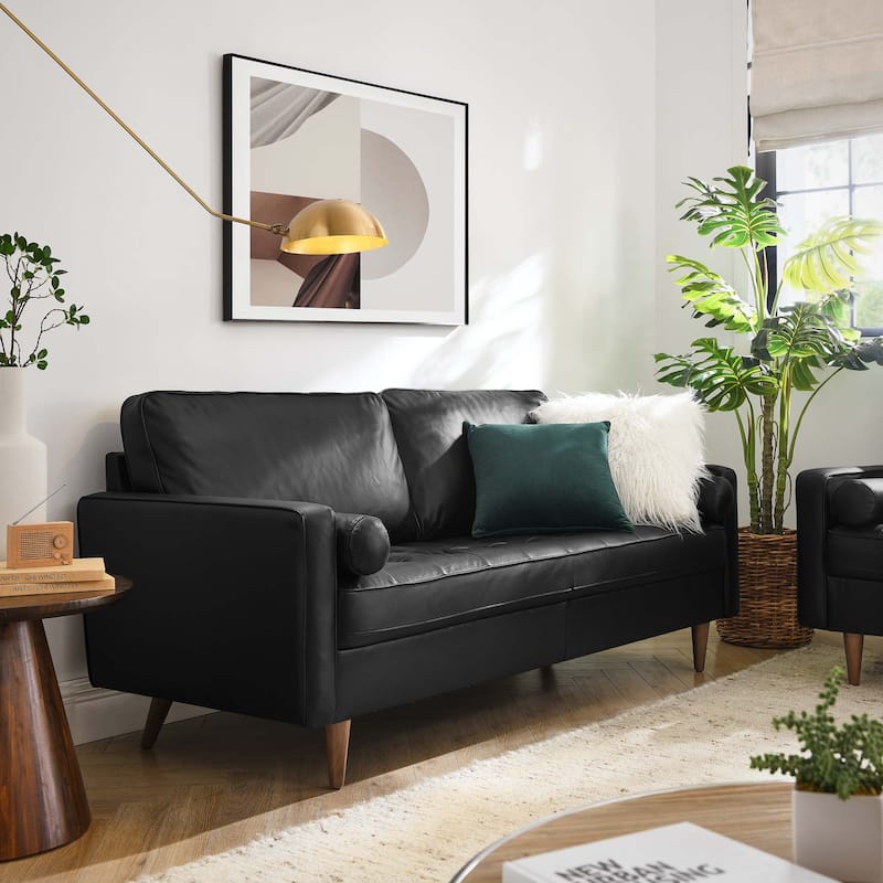 Valour Leather Sofa - Black