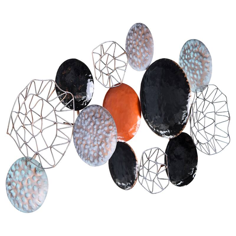 Colorful Hand Painted Etched Metal Wall Sculpture