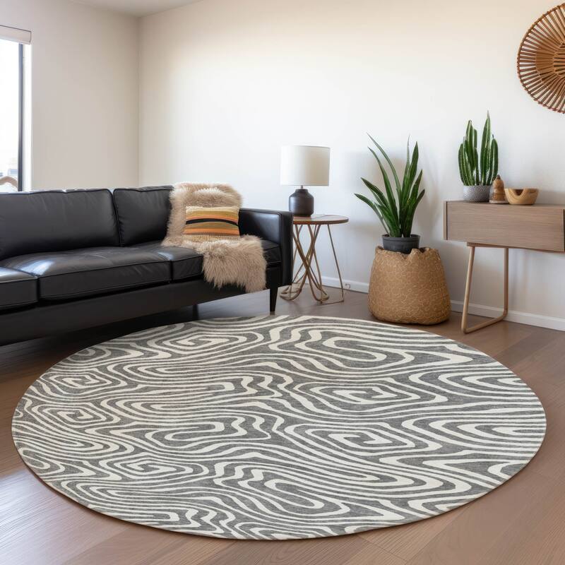Premium Washable Super Soft Modern Maze Mayfield Rug - Gray - 8' x 8'