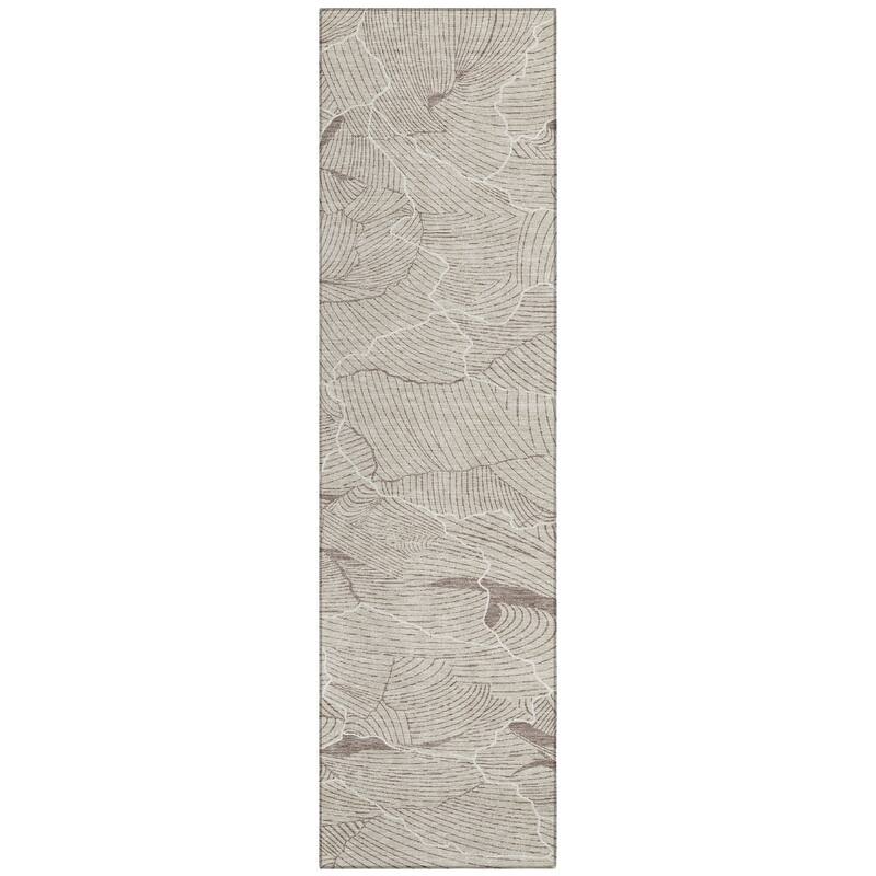 Machine Washable Indoor/ Outdoor Abstract Crackle Chantille Rug