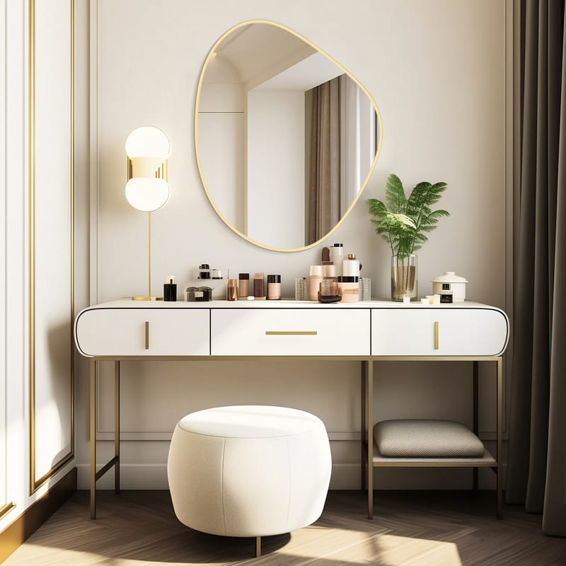 Aluminum Alloy Asymmetrical Wall Mirrors - 28"x23" - Gold