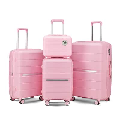 4 Piece Luggage Sets(14/20/24/28), PP Lightweight Expandable Suitcase Set with Spinner Wheels and TSA Lock