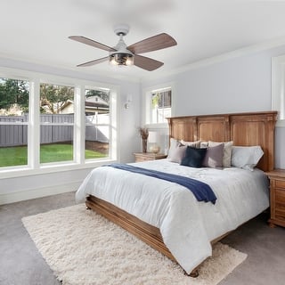 Aiden River of Goods Gray and Mahogany Metal Remote-Controlled 42" Ceiling Fan - 42" x 42" x 11"/15.25"