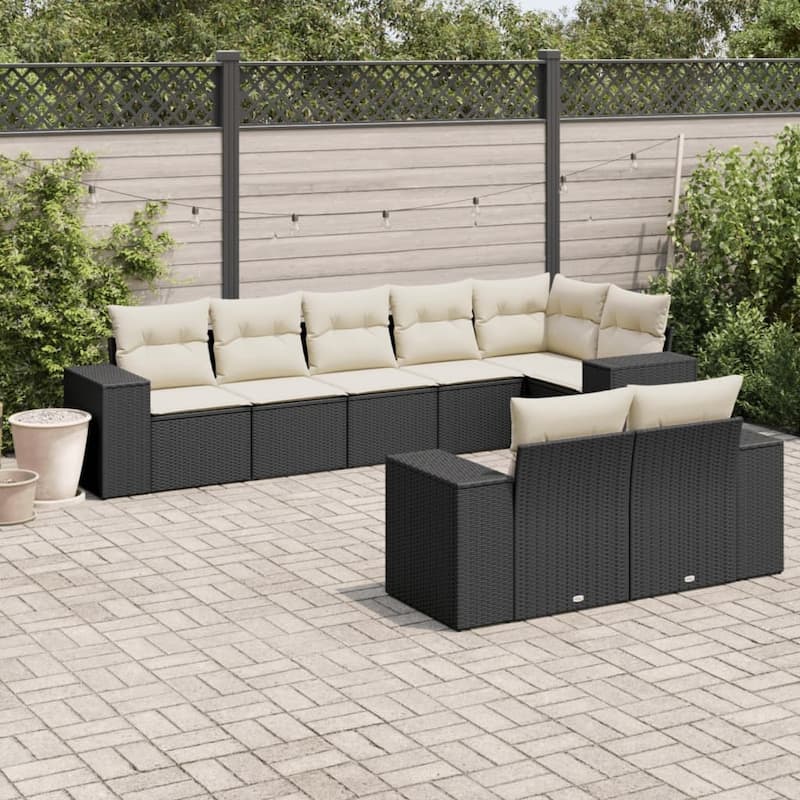 vidaXL Garden Sofa Set - Black and cream Without table