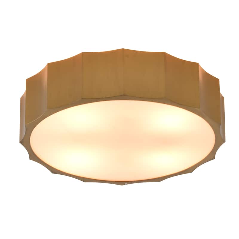 4 Light Brass Iron Flush Mount With White Bottom Cover