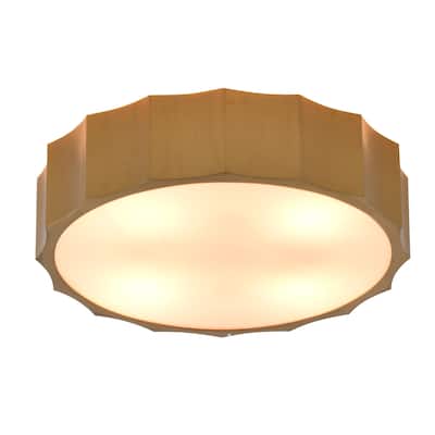 4 Light Brass Iron Flush Mount With White Bottom Cover