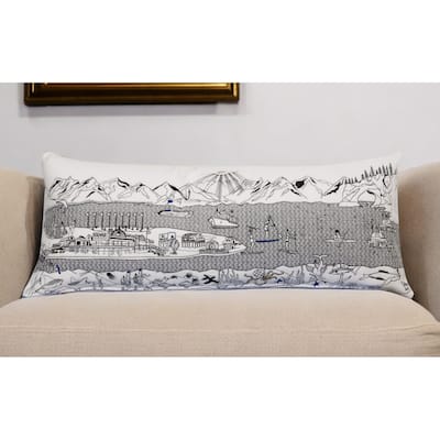 HomeRoots 35" White Homer Spit Daylight Skyline Lumbar Decorative Pillow