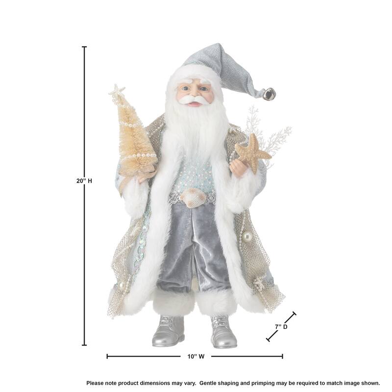 20" Fabric Ocean Santa With Shells
