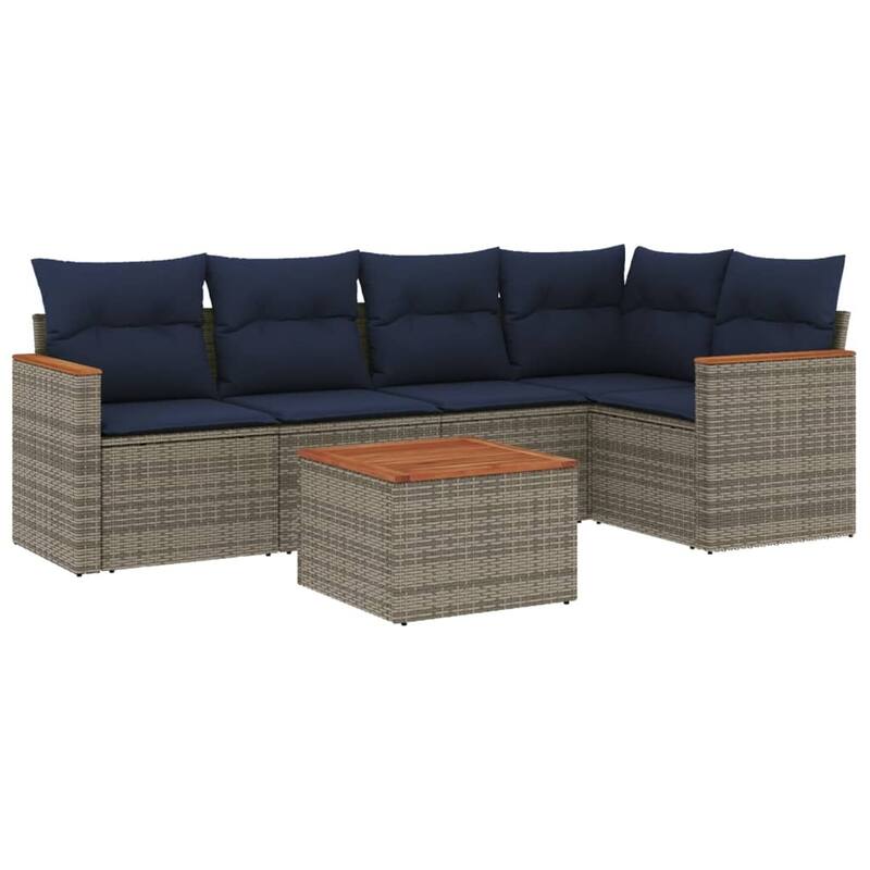vidaXL Patio Sofa Set with Cushions Outdoor Conversation Furniture Poly Rattan - 24.4x 24.4x 27.2