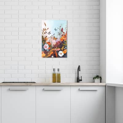 Wynwood Studio Canvas Floral and Botanical Nature Beauty Fall Orange and Light Blue Traditional Wall Art Canvas Print