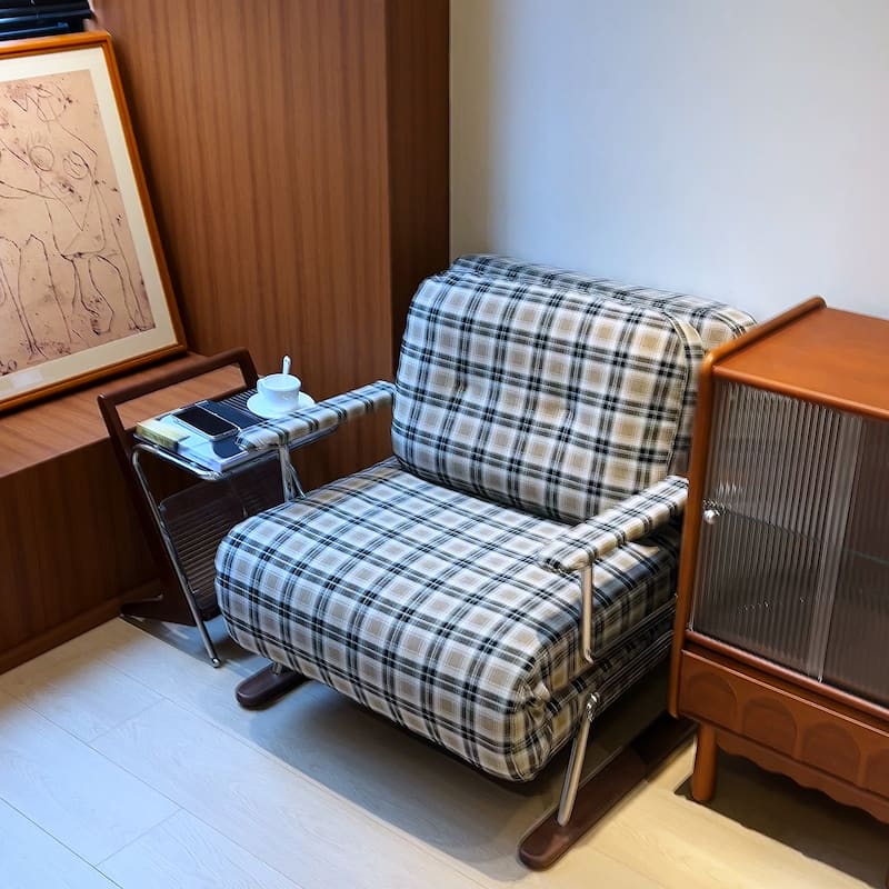 JASIWAY Checkered 4-in-1 Sleeper Sofa Chair Bed for Small Spaces