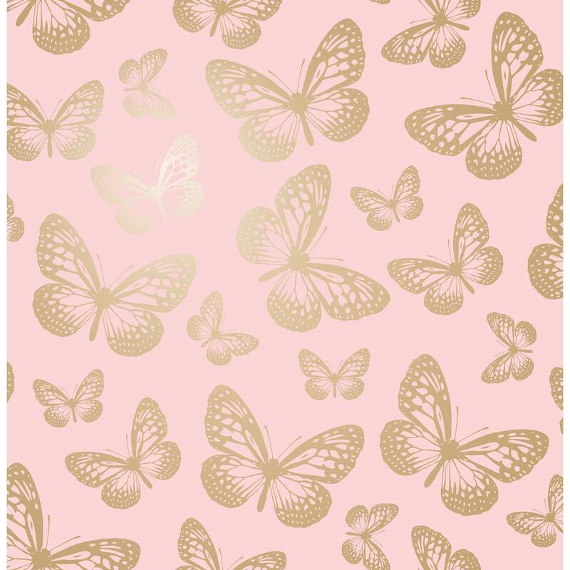 Advantage Metallic Butterflies Pink Whimsical Wallpaper