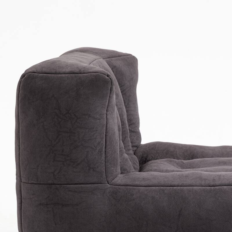 Fluffy Bean Bag Chair with Memory Foam and Ottoman, Super Soft Velvet Bean Bag for Adults & Kids, Comfortable Lazy Sofa