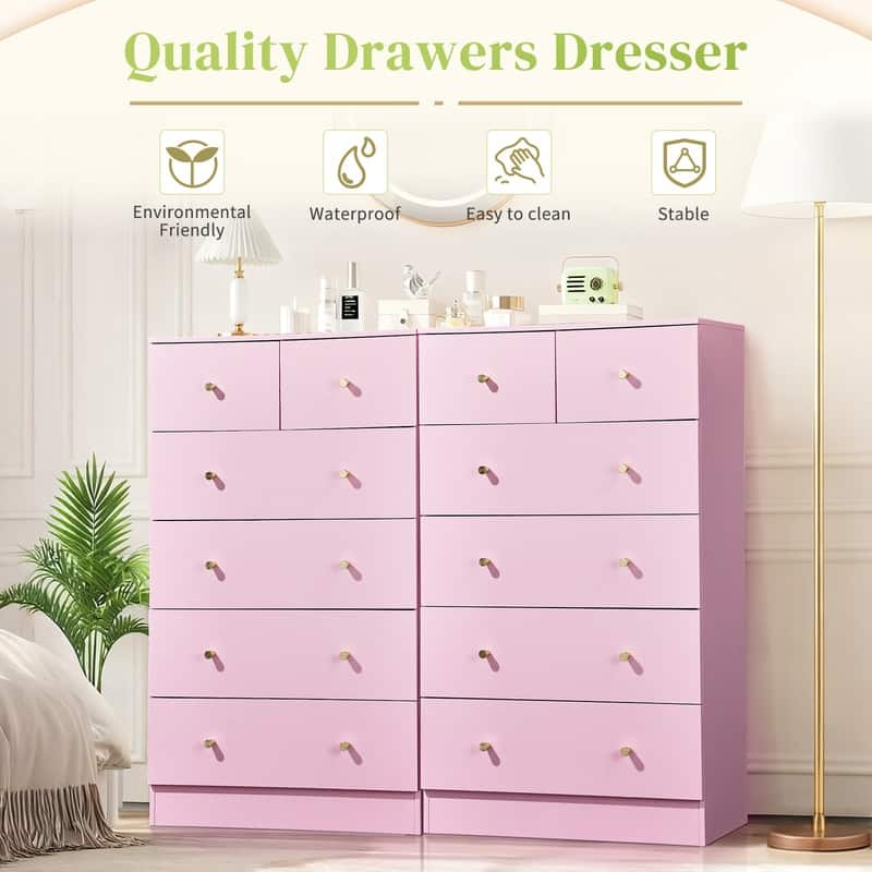 6-Drawer Large Dresser For Bedroom And Chest Of Drawers With Sturdy Construction Wood Storage Organizer For Closet