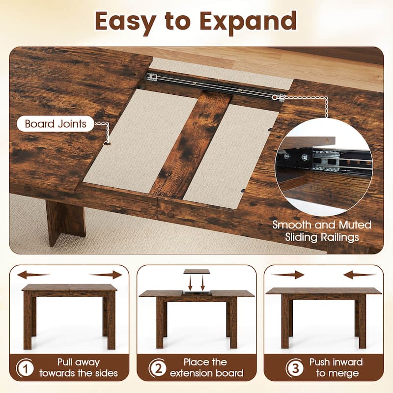 Costway 47”-62” Extendable Dining Table for 4-8 People for Dining Room - See Details