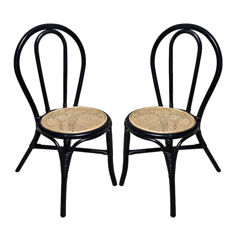 Modern Simple Rattan Woven 2 Piece Kitchen Dining Chair with High Back for Dining Room Living Room Kitchen Bedroom