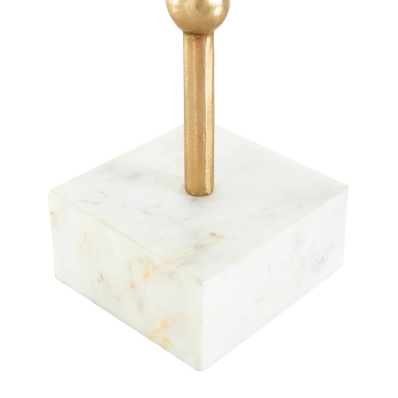 Gold Aluminum Metal Textured Spiral Abstract Decorative Sculpture with Marble Base